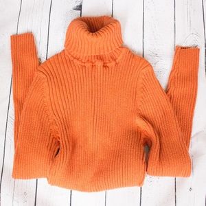 Ruff Hewn Pullover Turtleneck Orange 100% Cotton